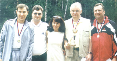 О.Конев (крайний слева), В.В.Гончаров и С.И.Лаптев (крайний справа)
